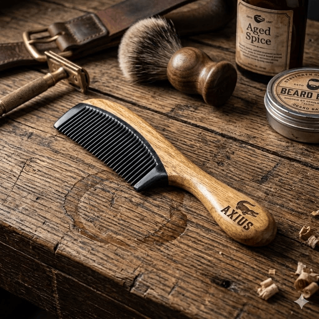 Green Sandalwood & Ox Horn Beard Comb